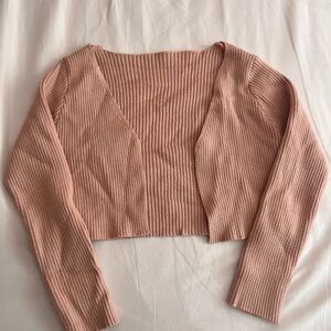 Pink Ribbed Cardigan
